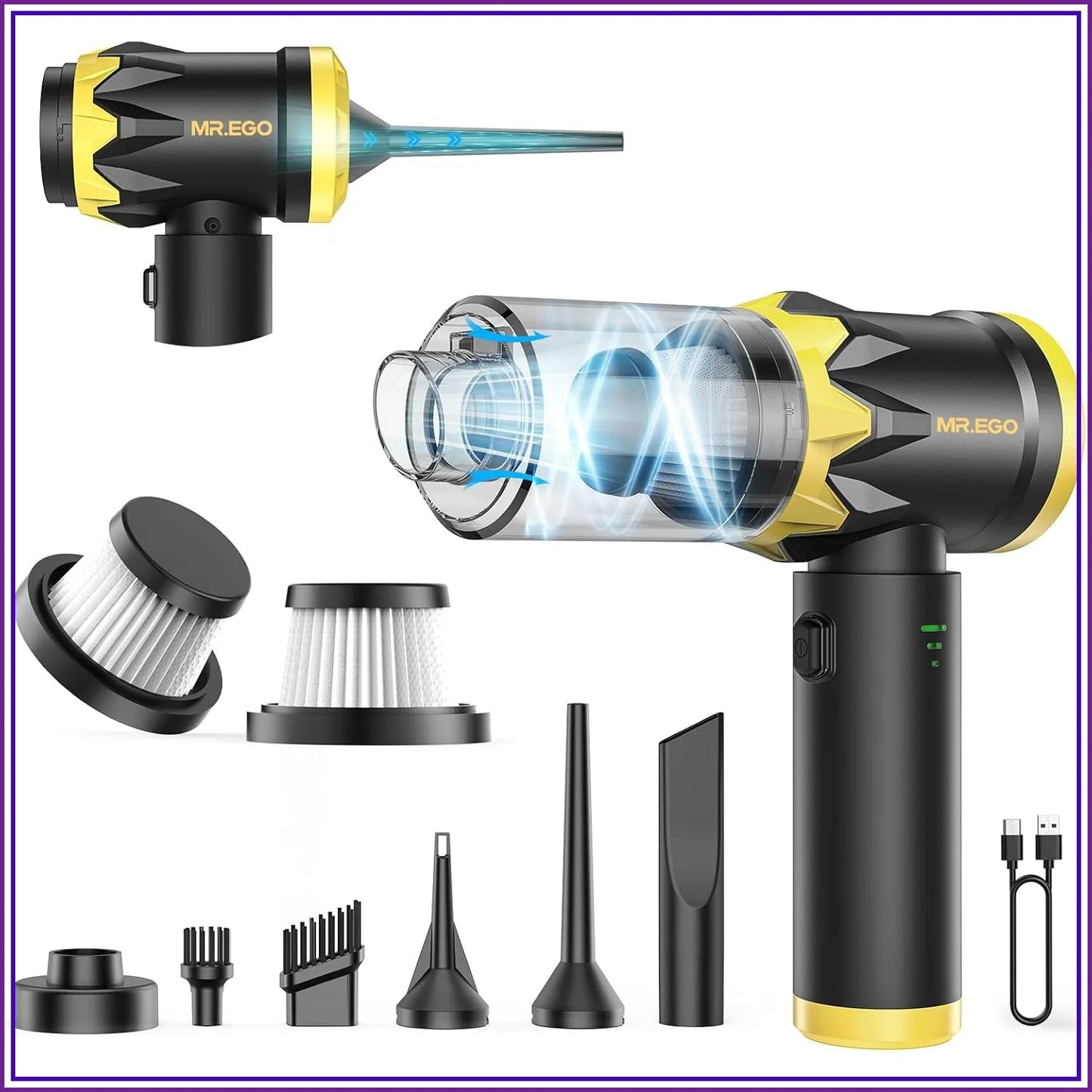 Handheld Car Vacuum Portable Cordless 20000Pa High Power Suction Mini Vacuum Cleaner 4-in-1 Portable Vacuum for Car Home Office