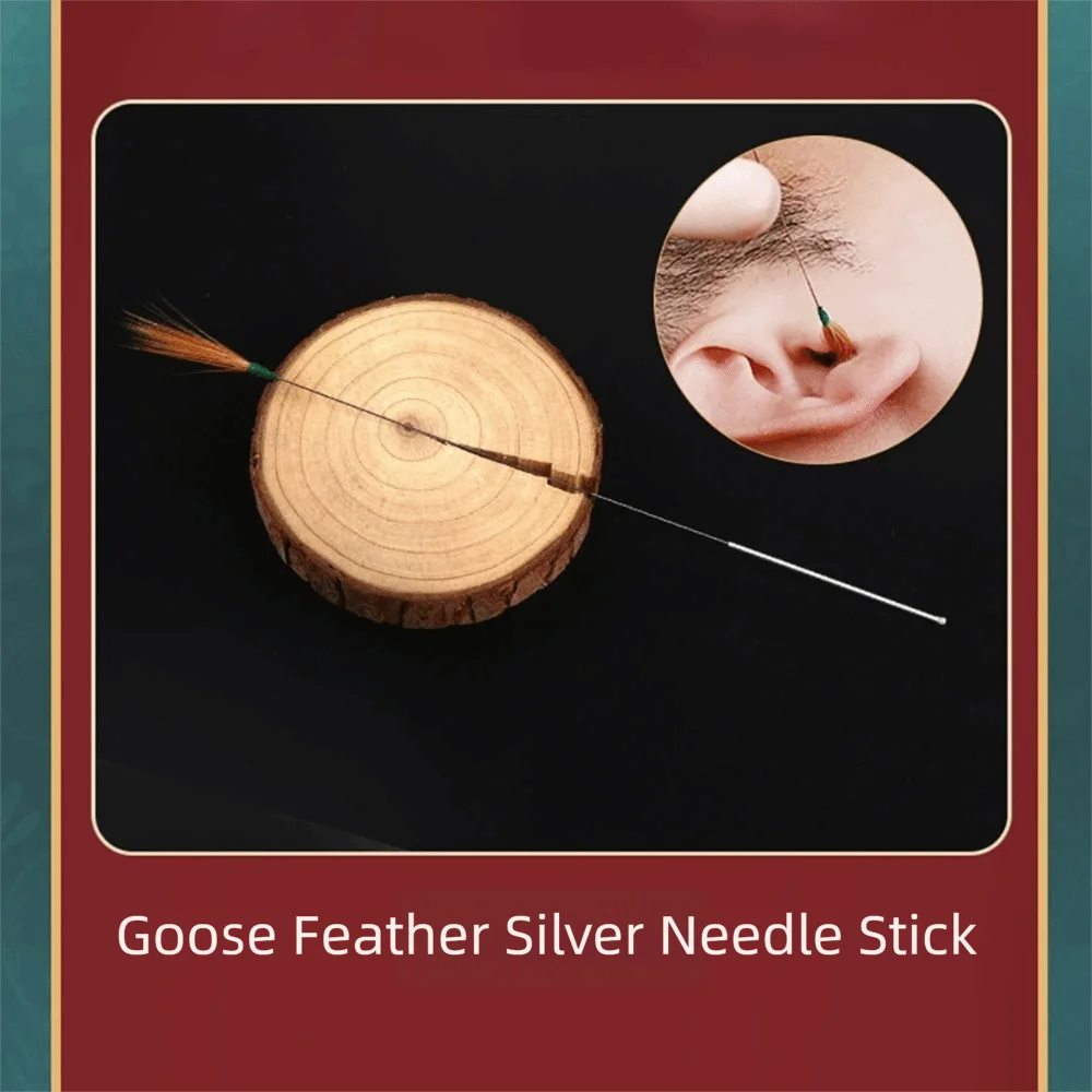 6/8/10PCS Bamboo Handle Goose Feather Earpick Stainless Steel Spoon Cleaner Wax Cleaner Tool Stick Design Ear Massage Set