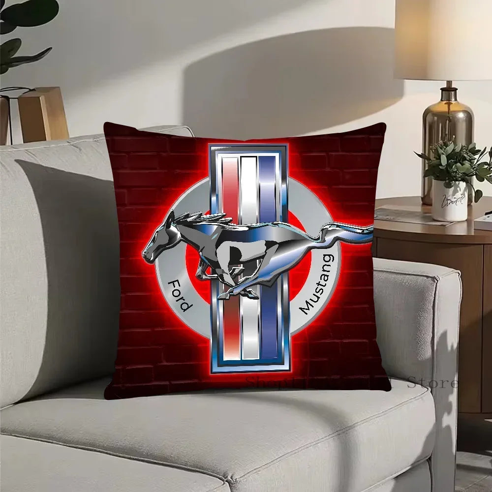 1pc Car Fashion F-Ford M-MustangS Logo  Pillow Bedroom Sofa Leisure Comfort Cushion Car Living Room Home Decoration