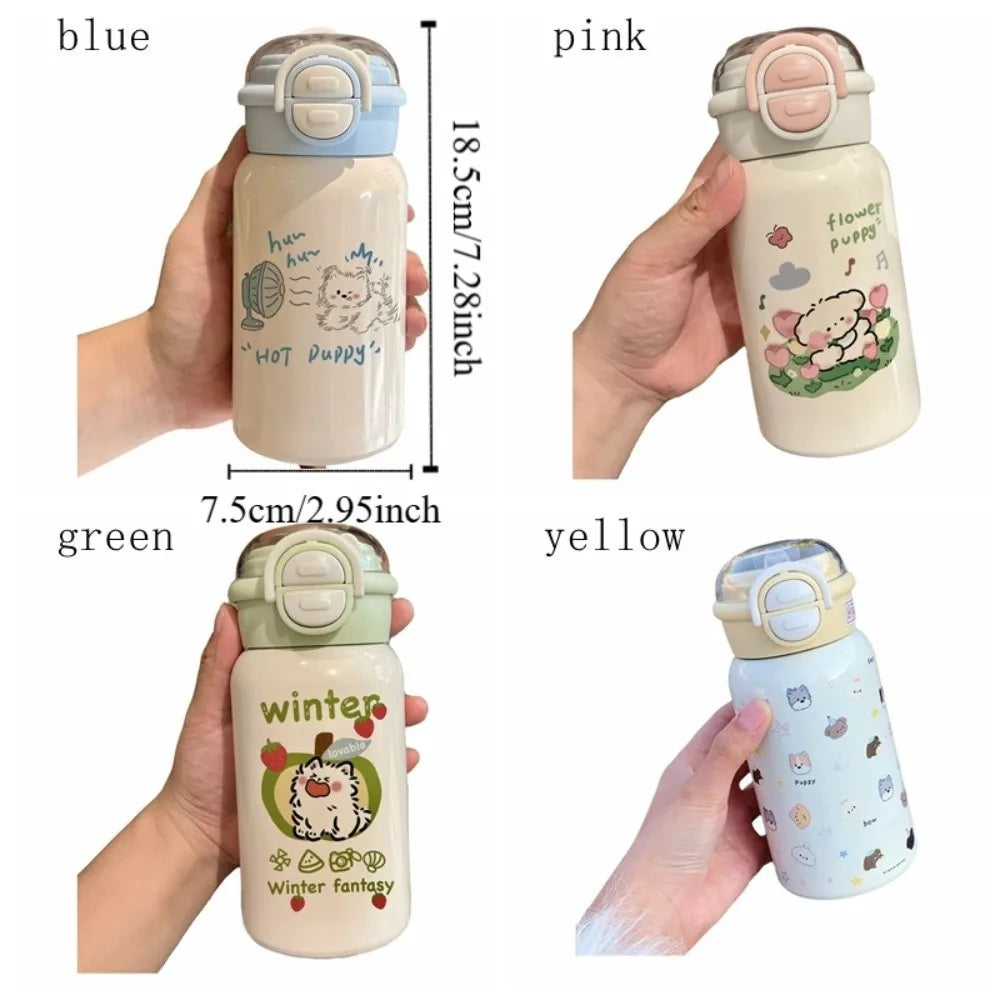 Cute 500ml Double Drinking Water Cup Cartoon Large Capacity Water Bottle with Straw Leak Proof Iced Coffee Cup Gym