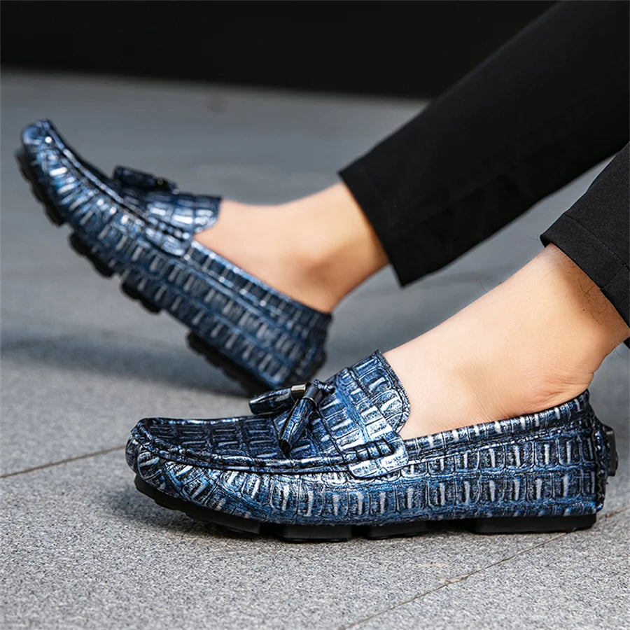 Men's Leather Tassel-Detailed Loafers, Men's Daily Casual Slip-On Footwear, Men's Reinforced Heel Slip-Proof Footwear Loafers