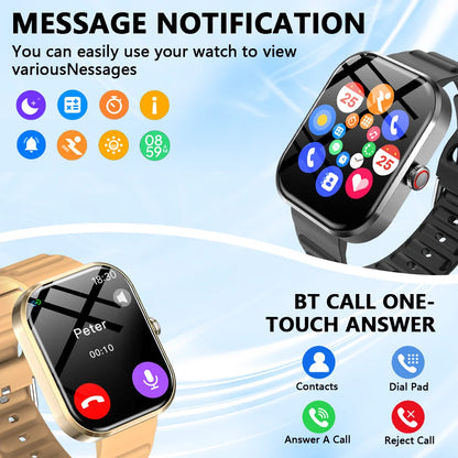 LAXASFIT 2026 Smart Watch Men's Full Touchscreen Bluetooth Call Sports Fitness Tracking Smart Wristwatch Women's Watch