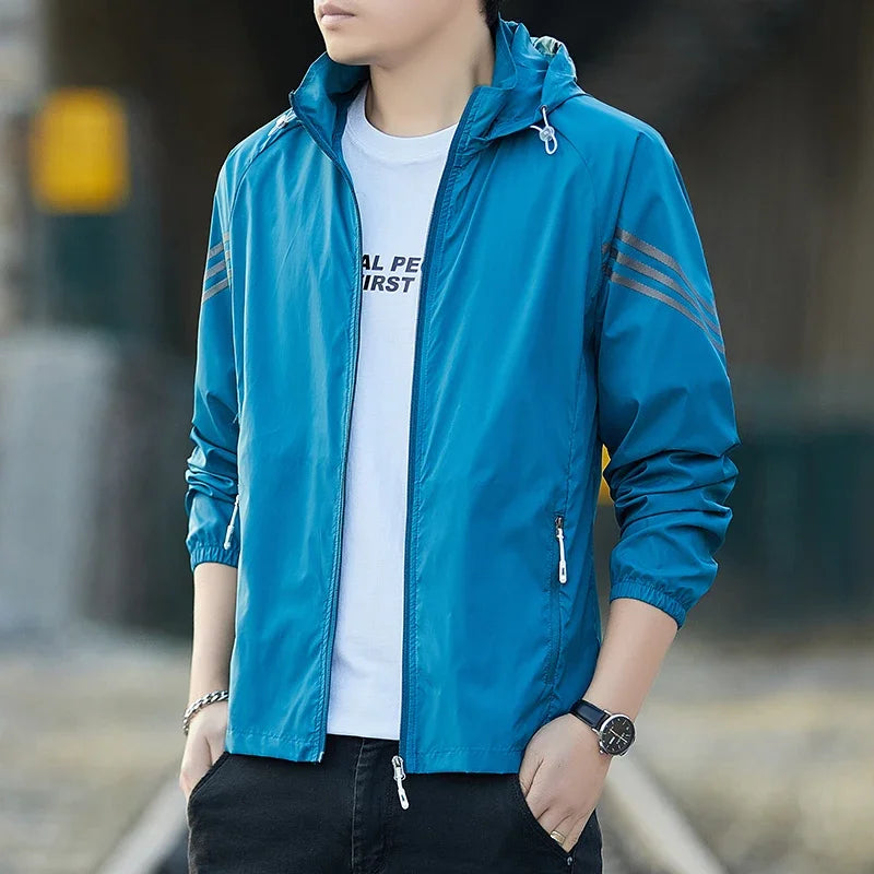 UPF50+Sunscreen Jacket 2025 Summer Thin Breathable Outdoor Cycling Sports Ice Silk Cardigan Coat Casual Men's Sunscreen Clothing