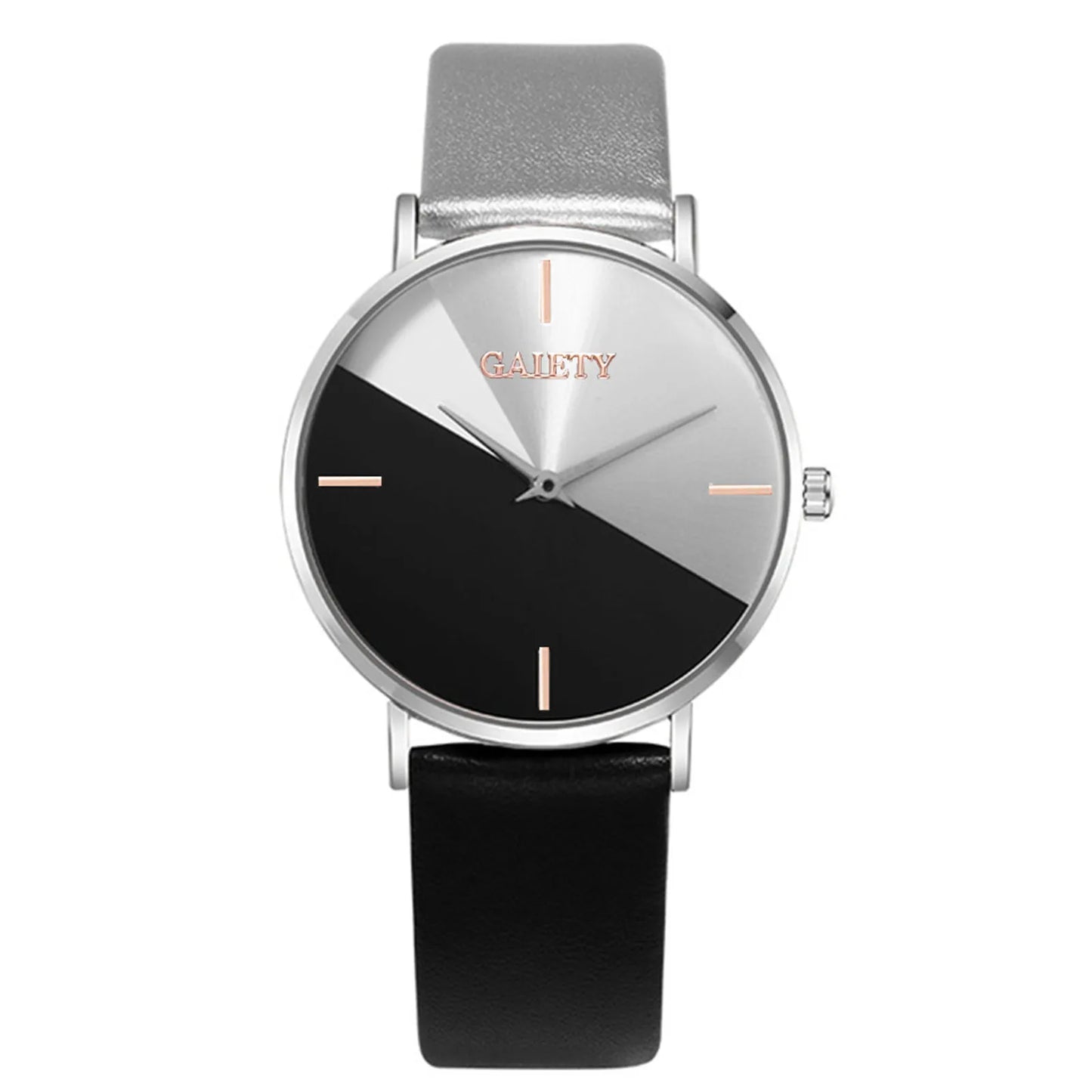 Women'S Watch Set Luxury Fashion Light Luxury Geometric Stitching Quartz Style Pu Leather Strap Round Dial Women'S Gift