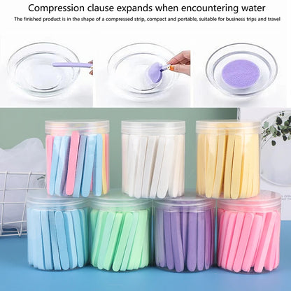 50pcs Compressed Face Wash Wash Face Sponge Clean Face Disposable Powder Puff Face Cleansing Cotton Pad Cleansing Beauty Strip