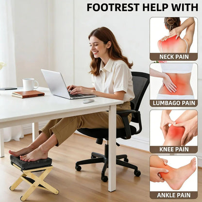 Desk Foot Stool Wooden Double-Layer Non-Slip Ergonomic Leg Rest Office Desk Footrest for Home Dorm Office Apartment Study