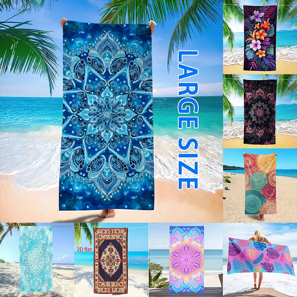 1pc Boho Mandala & Tropical Floral Print Extra Large Quick Dry Beach Towels Perfect choice for beach vacation party gifts