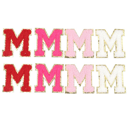 8pcs Sweet 26 Letters Towel Embroidery Patch Pink A-Z Self-adhesive Sticker Decoration For DIY Apparel Bag Crafts Accessories