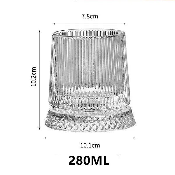 280ML Rotating Whiskey Glass Creative Crystal Premium Beer Cup Str Relief Liquor Cup With Base Straight Drink Mold Wine Glass