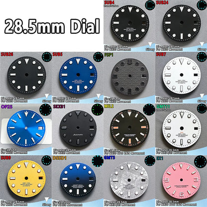 28.5mm NH35 Watch Dial Luminous Dials Single Calendar Dial Suitable For NH35 Movement Can Support DIY Dial Customization Logo