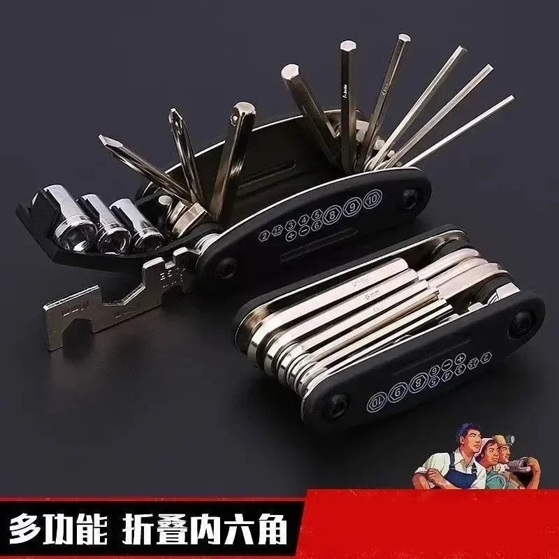 16 In1Bycicle Repair Tool Kit Mini Fold Repair Tool Kit Multi-Function Hex Wrench Nut Tire Bike Hex Allen Key Screwdriver Amagi