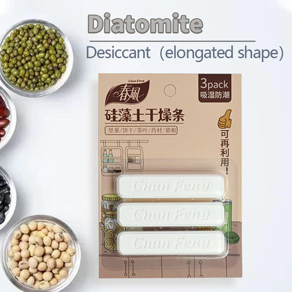 3Pcs/Set Unique Drying Strip Diatomaceous Earth Food Drying Strip Wide Application Safe No Odor Kitchen Moisture Repellent