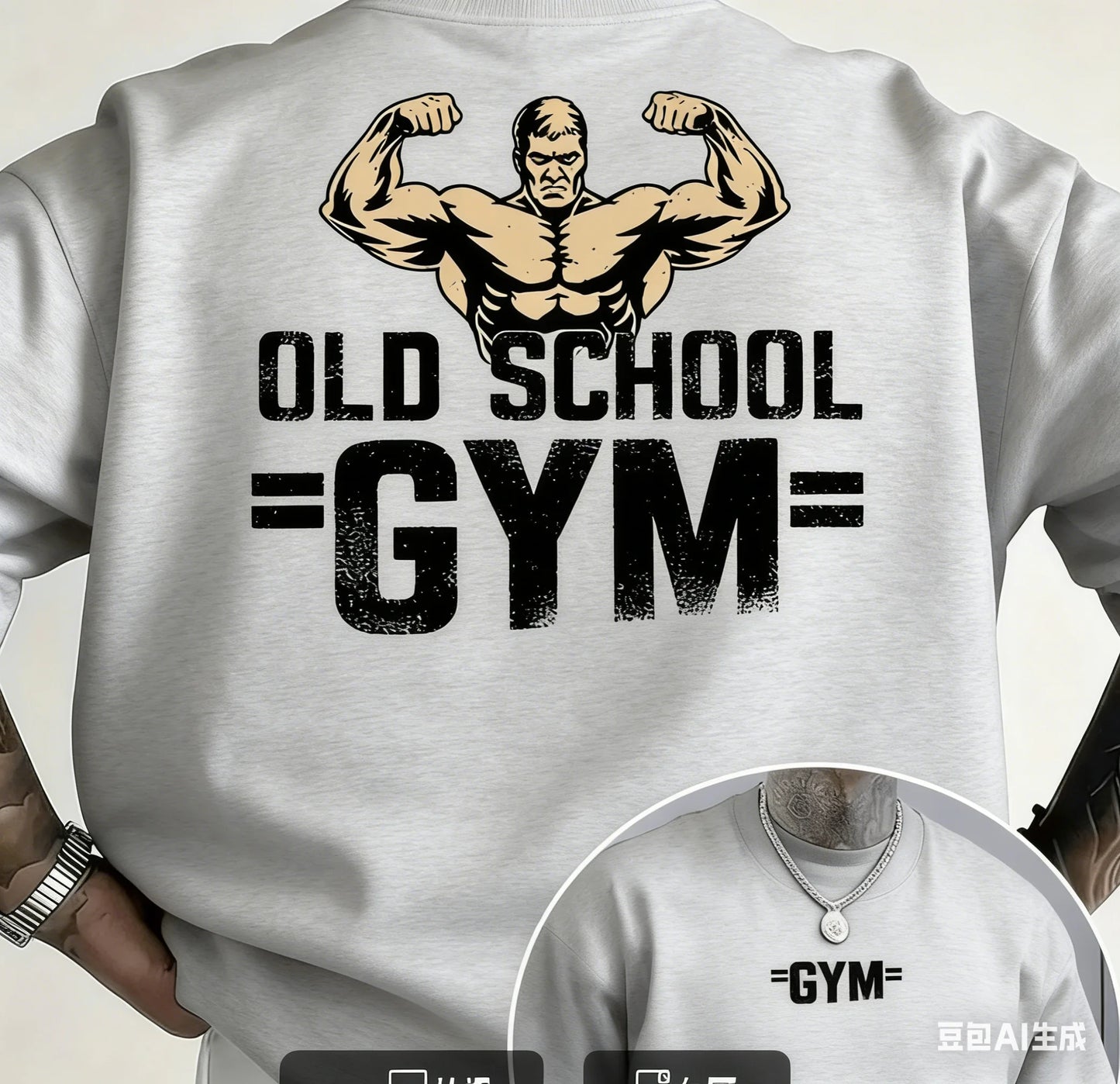 Men's Retro Fitness T-shirt - Retro Training Shirt for Summer Use in Gym and Casual Wear Round-neck Short Sleeve Style