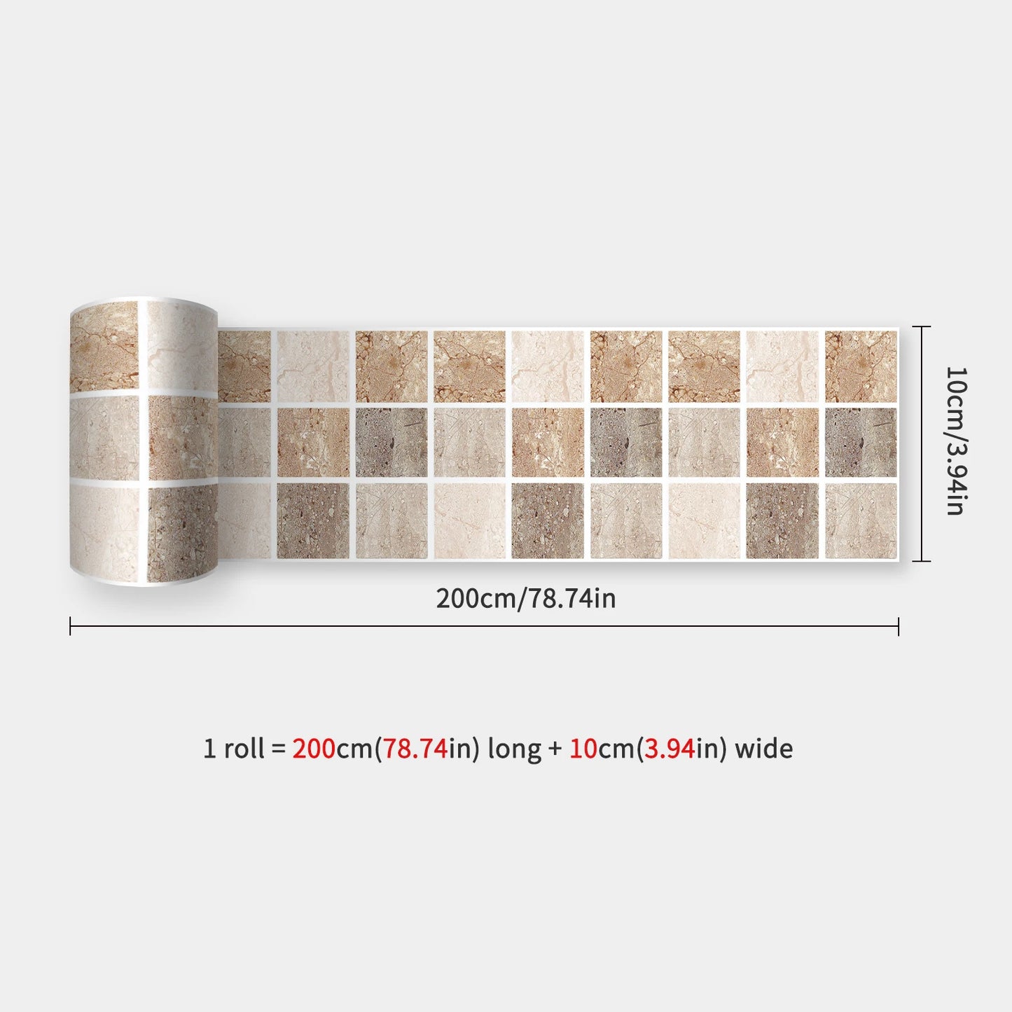 10x200cm Baseboard Sticker Moroccan Mosaic Tile Style Wall Border Sticker DIY Kitchen Bathroom Decoration Waistline Wall Sticker