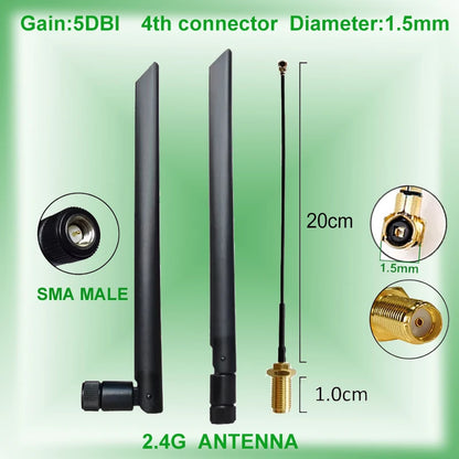 Eoth 5pcs 2.4GHZ rubber antenne Gain 5dbi SMA male px4 to SMA female extension cable for zigbee router meshtastic network largo