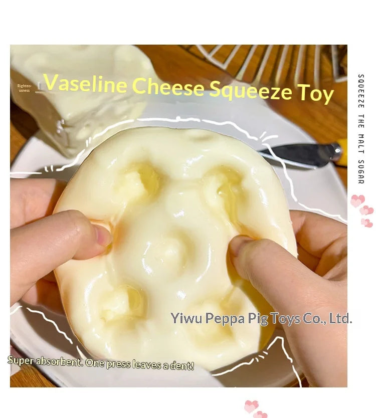 Hot Peiqi Giant Cheese Squishy Non Rebound Moldable Handmade Filled Stress Relief Sensory Fidget Toy For Adults