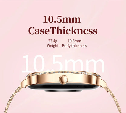 LIGE Fashion Design Women Smart Watch 1.75" Curved Screen Smartwatch Bluetooth Call Clock IP68 Waterproof Diamond Case Bracelet