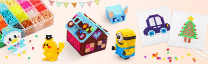 1/4/9pcs 5mm Large Square Fuse Beads Pegboards Plastic Beads Boards with Ironing Paper, Beads Tweezers for Kids Craft Beads