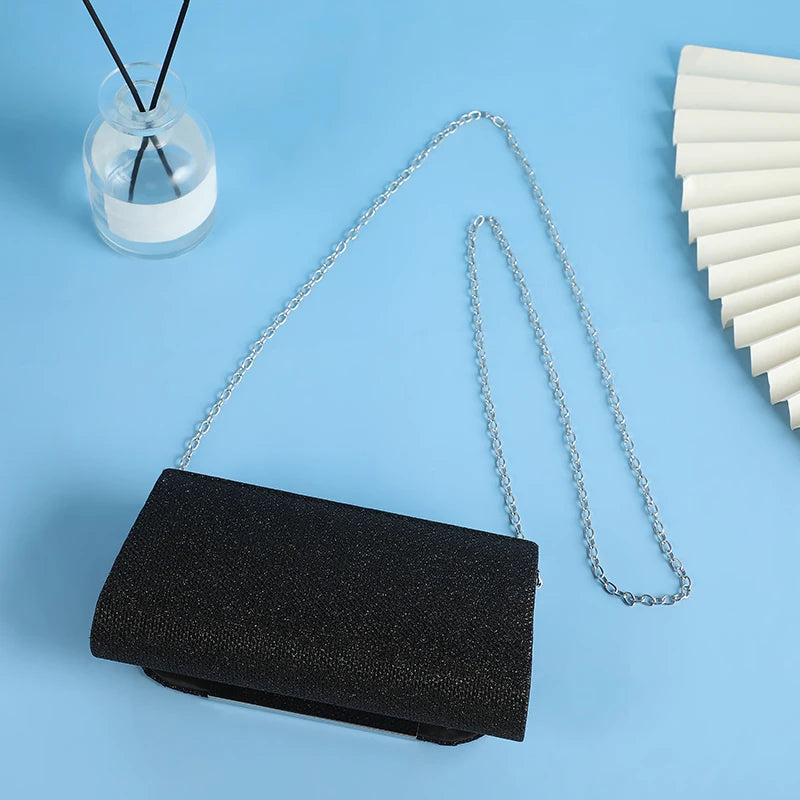 Decorative sequin pleated dinner bag Pop metal chain shoulder bag Wedding party storage bag Premium banquet evening dress bag