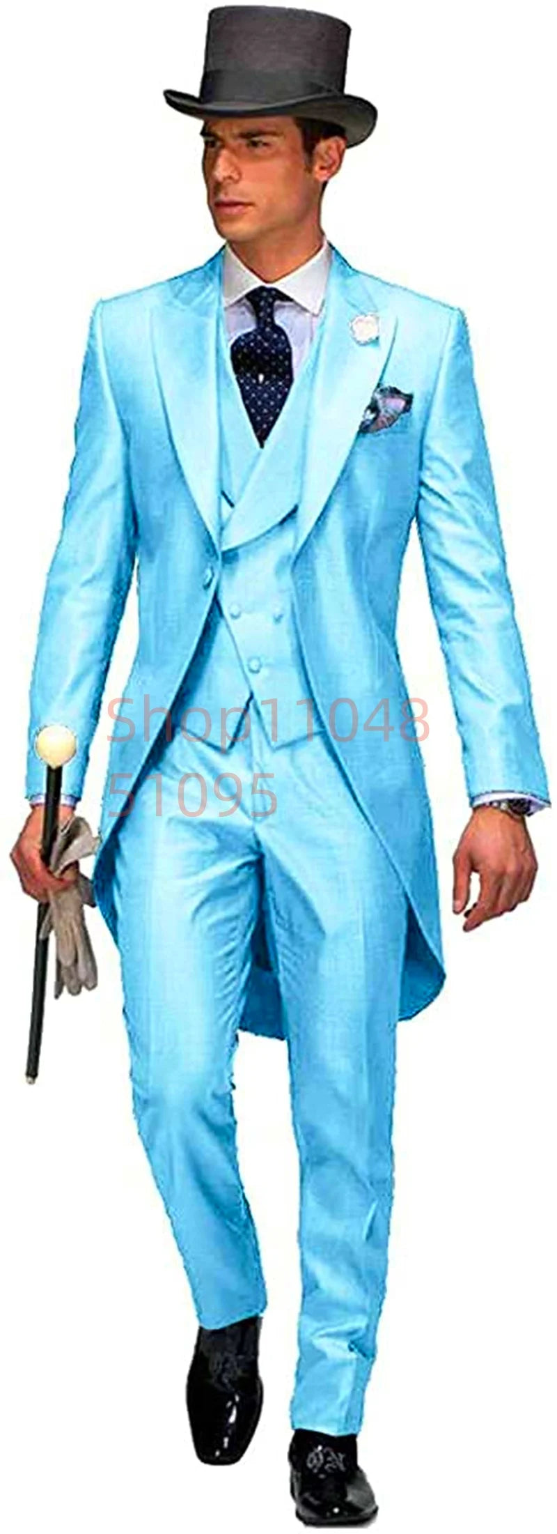 3 Piece Solid Men Suit Wedding Groom Tuxedo Long Blazer Best Man Formal Prom Male Suit Fashion Costume Homme (Jacket+Vest+Pants)