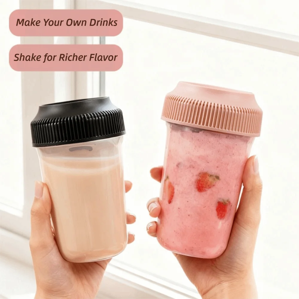 Microwave Safe Plastic Shaker Bottle with Scale 560ML Tumbler Leakproof Coffee Mixing Bottle Smoothies