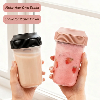 Microwave Safe Plastic Shaker Bottle with Scale 560ML Tumbler Leakproof Coffee Mixing Bottle Smoothies