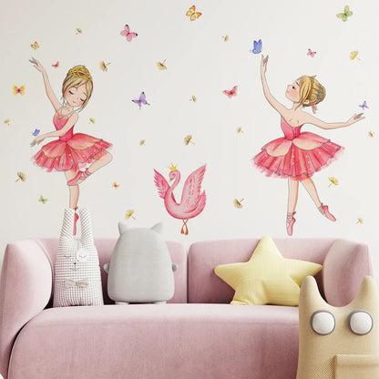 Ballet Girl Vinyl Child Wall Stickers For Baby Kids Room Decoration Adhesive Wallpaper Bedroom Accessories Room Decor Wall Art