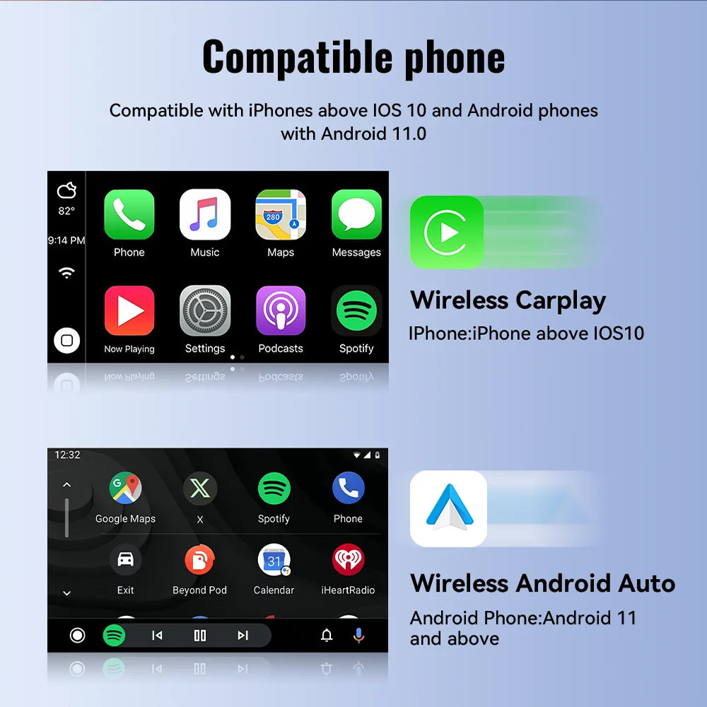 XUDA 2in1 Wired To Wireless CarPlay Adapter Android Auto Dongle Smart AI Box High Quality Car Accessories Intelligent System