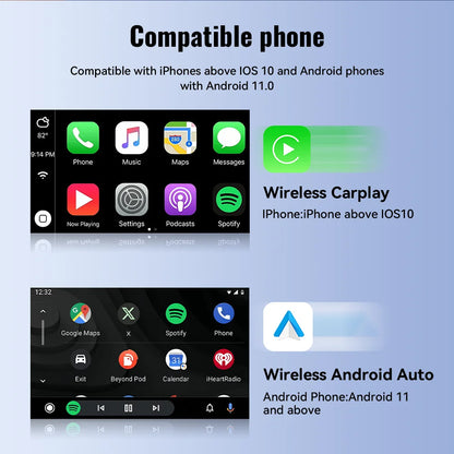 XUDA 2in1 Wired To Wireless CarPlay Adapter Android Auto Dongle Smart AI Box High Quality Car Accessories Intelligent System