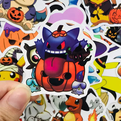 50PCS Kawaii Halloween Anime Pocket Monsters Pikachu Stickers DIY Laptop Luggage Skateboarding Mobile Cartoon Toys Gift Stickers