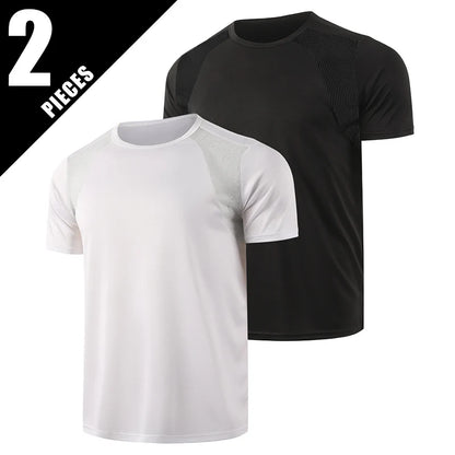 1/2-Piece Men's Summer Black And White Solid Color Quick Drying Sports Short Sleeved Loose And Breathable Sports Running Trend