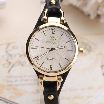 Fashion Women's Round Quartz Watch Leather Strap Casual Ladies Wristwatches Clock Gift Reloj Mujer