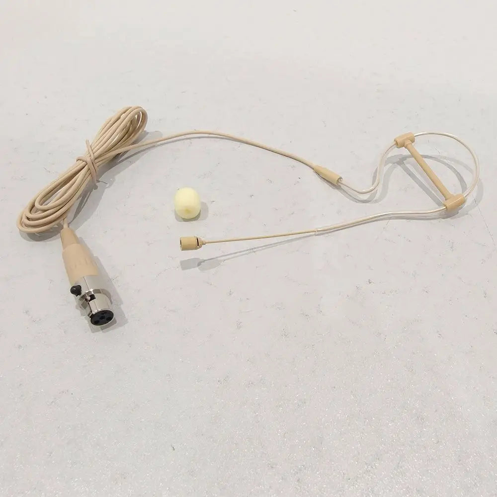 Beige Headset Mic Wireless Double Earhook Headworn Microphone 3.5mm 3 Pin Amplifier Voice Speaker Microphone Accessories
