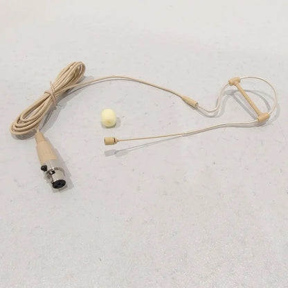 Beige Headset Mic Wireless Double Earhook Headworn Microphone 3.5mm 3 Pin Amplifier Voice Speaker Microphone Accessories