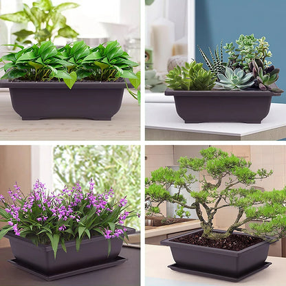 Rectangular Square Flowerpots Imitation Purple Clay Succulent Plants Pots Oval Pots Outdoor Garden Landscape Bonsai Pot Trays