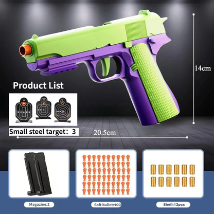 USP Soft Bullet Toy Pistol Shell Ejecting Continuous Firing Empty Hanging Design Outdoor Interactive Game Toy for Kids Gift