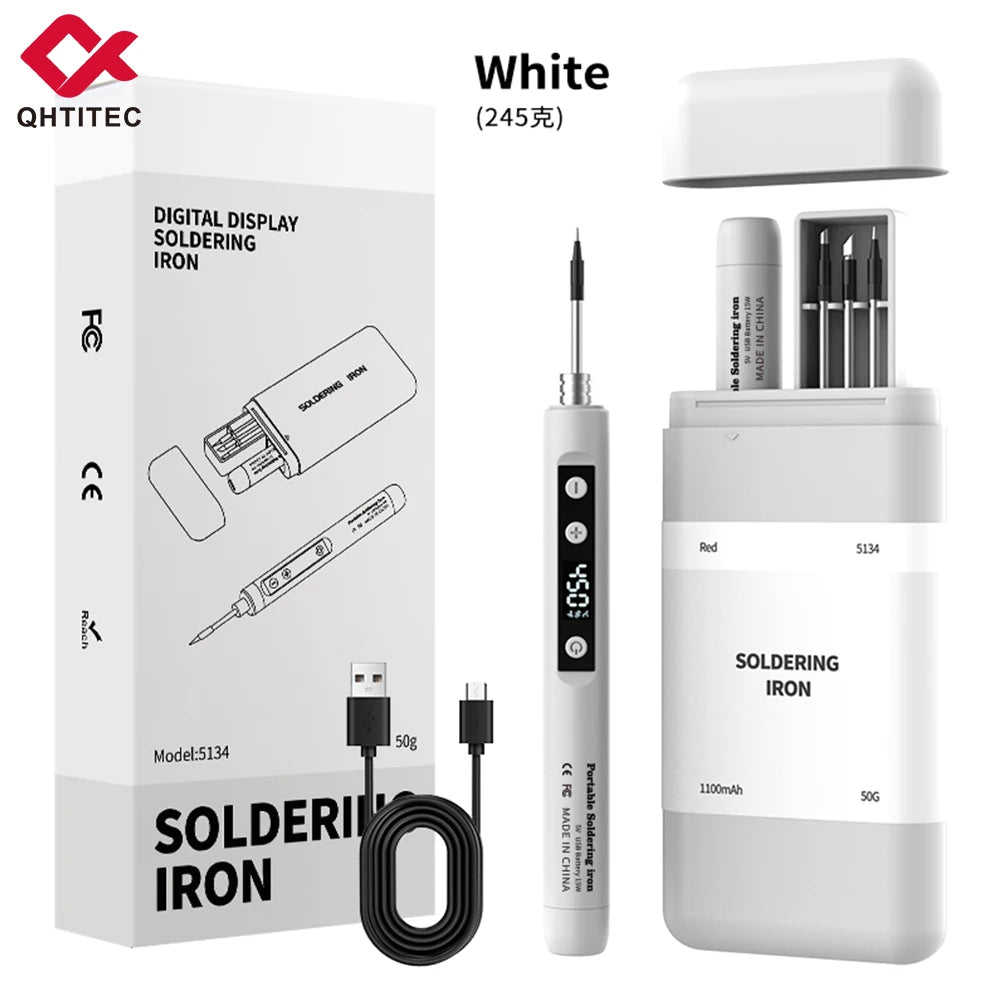 New Cordless USB Soldering Iron 1100mAh Rechargeable Digital Display Adjustable Temperature Portable Welding Iron Kit with 3 Tip