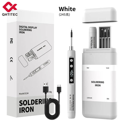 New Cordless USB Soldering Iron 1100mAh Rechargeable Digital Display Adjustable Temperature Portable Welding Iron Kit with 3 Tip