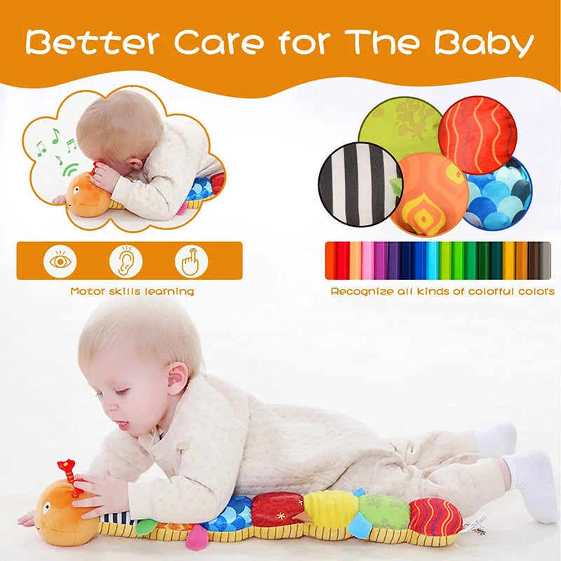 Tummy Time Toys 0-24 Months Baby Musical Stuffed Animal Infant Ruler Design Rattle and Multi-Textures Newborn Toys for Babies