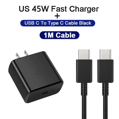 PD 45W Super Fast Charger For SAMSUNG Galaxy S21 S22 S23 S24 Ultra Fast Charging Phone USB C Charge Type C Cable 2M Wall Adapter