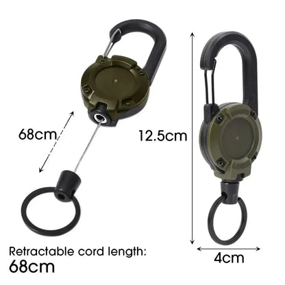 1Pcs Heavy Duty Retractable ID Badge Reels with Carabiner – Anti-Theft Keychain for Work, Hospital & Outdoor