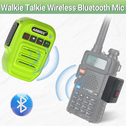 ABBREE Wireless Mic Bluetooth PTT Handsfree Speaker Microphone for Baofeng UV-5R UV-21 BF-888S Quansheng UV-K5(8) UV-5R Plus