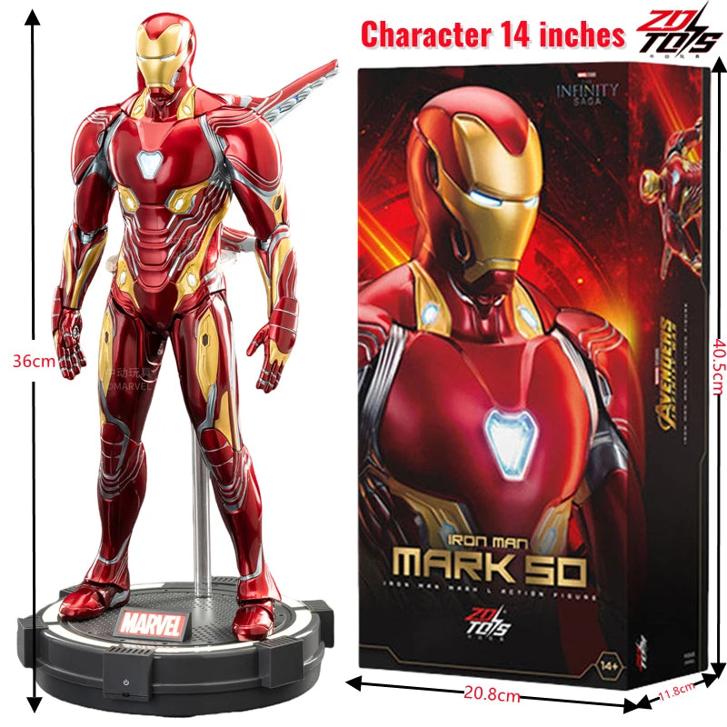 ZDTDS Original 1/5 36CM Iron Man MK50 MK3 LED lighting 10th Anniversary Memorial Collect Tony Stark Model Action Figure Gift