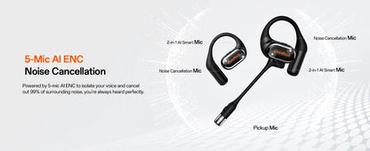 OpenRock Link 20 AI Translator Bluetooth 6.0 Earphones Open Ear Wireless Headphones With Magnetic ENC Mic IPX7 Sport Earbuds APP
