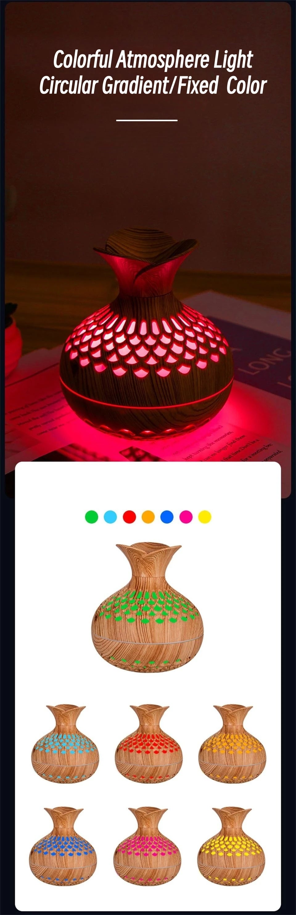 Wood Grain Humidifier 300ml USB Aroma Diffuser Atomizer USB Household Humidifier Hydrating Instrument Desktop Humidifier
