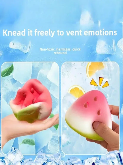 Cute Watermelon Squishy Fidget Toy Slow Rebound Decompression Toy Anti-Stress Slow Rising Fruit Soft Stress Relief Squeeze Toy