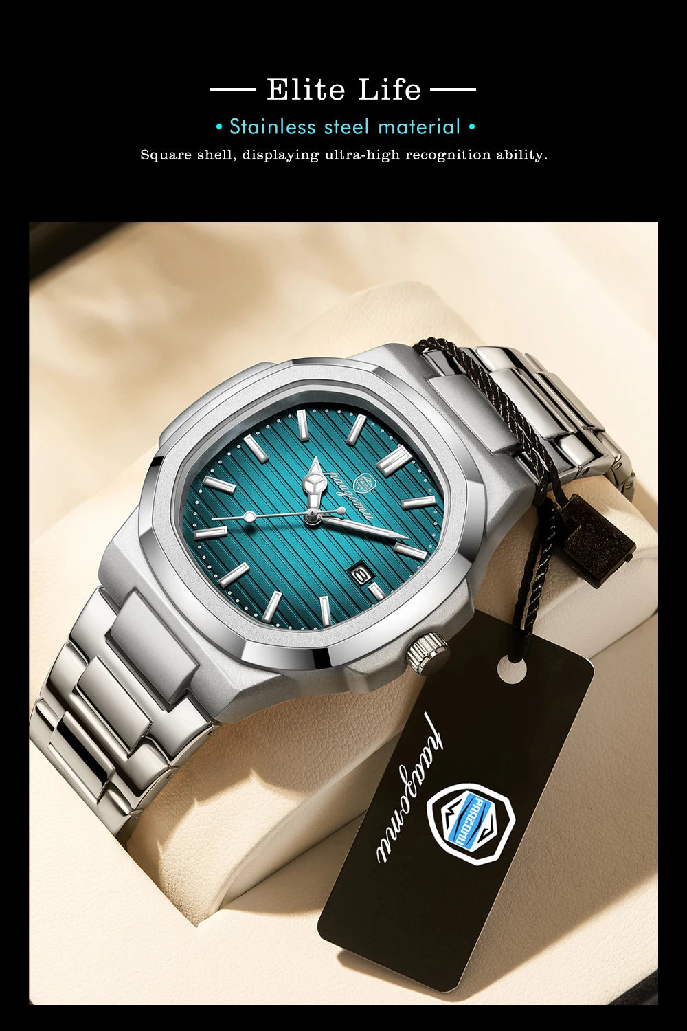 PAAZOMU Top Luxury Brand Man Watch Sports Waterproof Luminous Date Men Wristwatch Square Dial Quartz Men's Watches High Quality