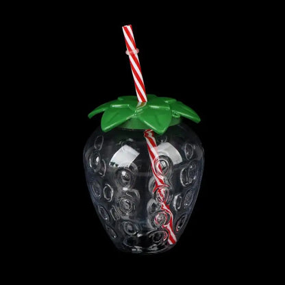 ✔Strawberry Shaped Plastic Cup With Straw Cute Water Bottle Portable Drinking Cup Beverage Cups For Summer Party Home Use