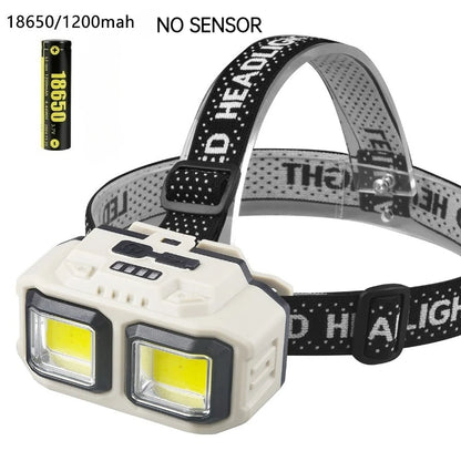 Powerful LED Headlamp COB Induction Rechargeable Head Flashlight Safety Lighting Head Torch for Outdoor Camping Cycling Fishing