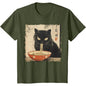 Funny Cat Pattern T Shirt For Women Delicious Noodles 3D Printed Short Sleeves Summer Leisure Tees O-Neck Loose Tops T-Shirts